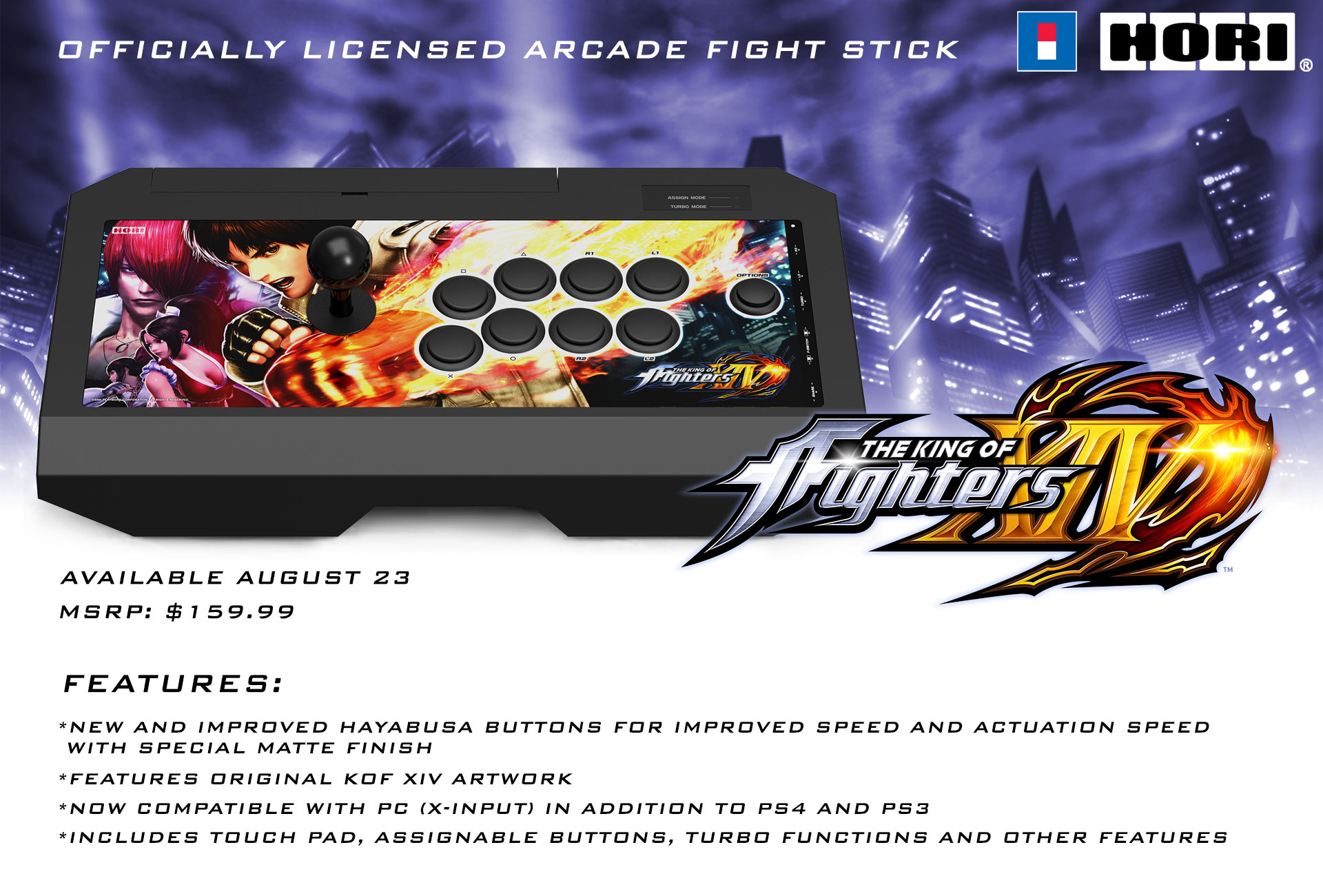 Officially licensed The King of Fighters XIV Arcade Fightstick