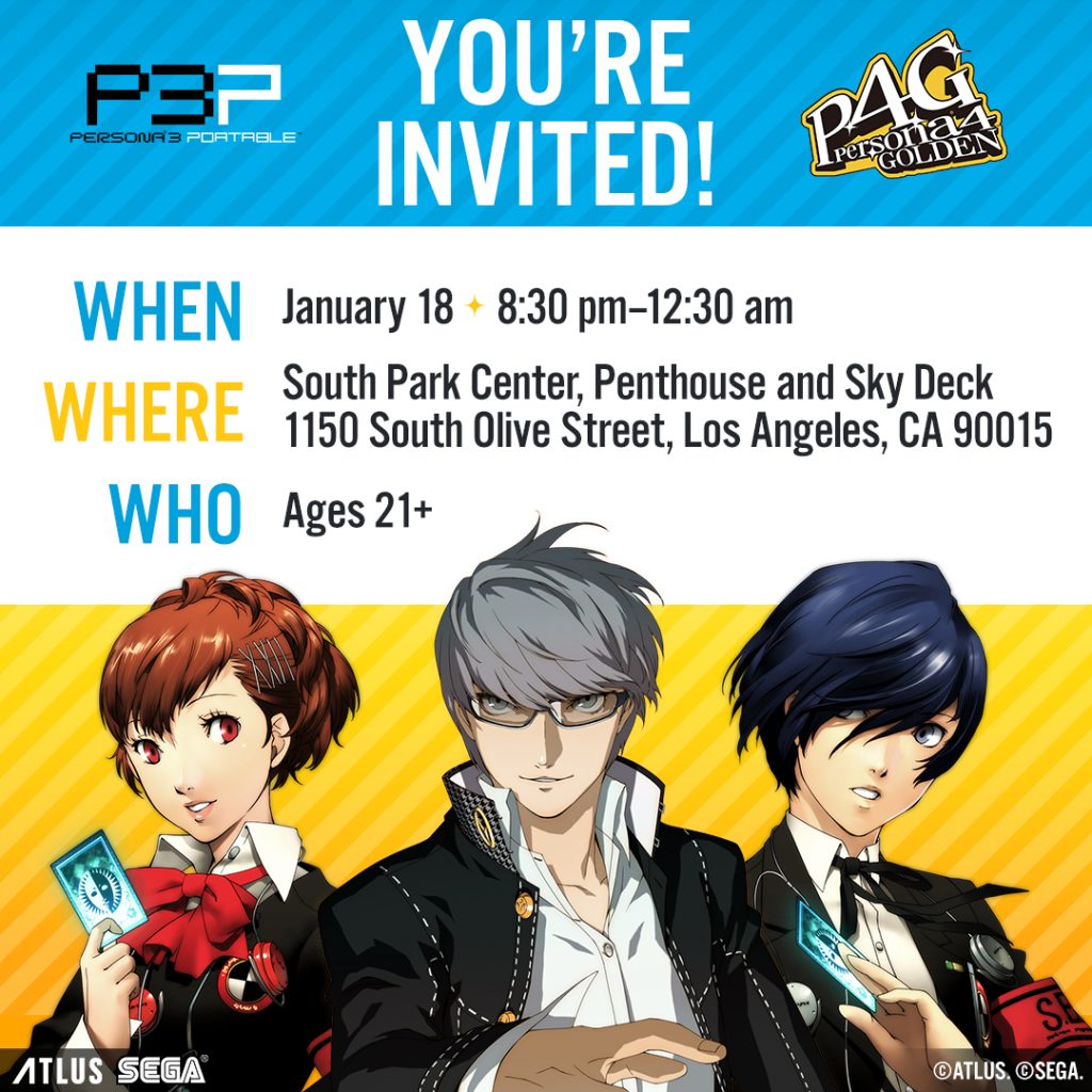 Persona 3 Portable And Persona 4 Golden Launch Event Information Atlus West